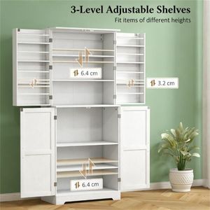 White <b>Kitchen</b> Pantry Sideboard <b>Storage</b> Cabinet - Product Image 4