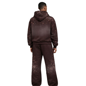 Men's Hooded Tracksuit Full Length Casual Jogger Set Dot Pattern Sublimation Print Side Pockets Drawstring Closure Autumn Wear - Product Image 2