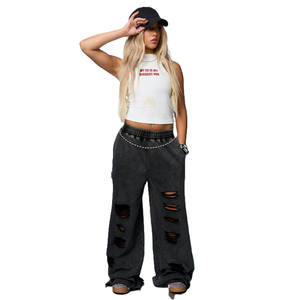 Pantalones Deportivos Personalizados de Felpa de Algodón Orgánico con Lavado Ácido, Estilo Hip Hop, para Gimnasio, con Logotipo Bordado, Ropa Urbana de Invierno - Product Image 3