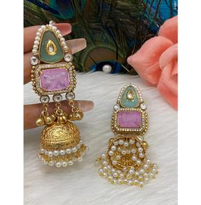 Encantadores Pendientes Colgantes de Latón Chapado en Oro de Primera Calidad con Moissanita para Mujeres y Niñas, Diseño Moderno para Bodas - Product Image 2