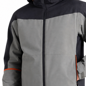 Classic <b>Men's</b> Hooded Softshell <b>Jacket</b> Light Gray Dark Gray with Orange Trim Outdoor Workwear <b>Jacket</b> OEM - Product Image 3