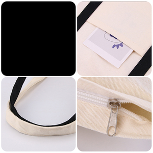 <b>Canvas</b> <b>Shopper</b> Tote Bag Cream with Black Trim Open Top Minimalist Style for Shopping All Seasons <b>Shopper</b> Tote Bag - Product Image 5