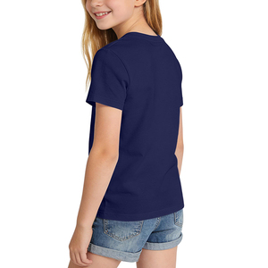 Camisetas Básicas Lisas Azul Marino de Verano para Niñas, Uniformes Escolares, Camisetas de Algodón de Manga Corta con Logotipo Personalizado - Product Image 3