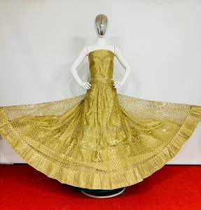 Elegante Zarna 16 Kali Net Lehenga Full Glitter Jarkan Stone Mirror Shisha Big Flare Can-Can Heavily Indian Pakistani Dress - Product Image 2