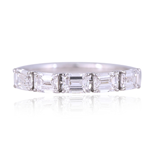 925 Sterling <b>Silver</b> Eternity Ring with Emerald Cut CVD Diamonds <b>Silver</b> Plated Wedding Band Anniversary Ring for Women - Product Image 1
