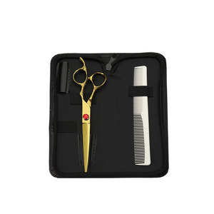 Best Quality Japanese Stainless Steel Dragon Handle Barber <b>Scissors</b> in Plasma Gold Color with Black Zipper Bag - Product Image 2