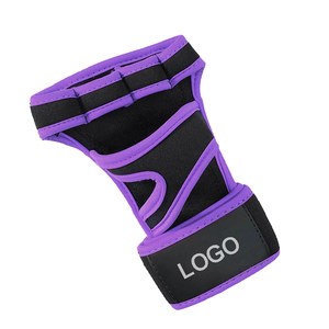Neoprene <b>Half</b> Finger Fitness Gloves With Adjustable Wrist Strap Non <b>Slip</b> Grip For Gym Weight Lifting Unisex Black Purple - Product Image 2