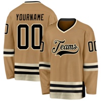 Tenue de hockey sur glace personnalisée de haute qualité 100 % polyester pour hommes et femmes, faible MOQ, vente en gros, impression par transfert thermique, service OEM, maillot de hockey vierge