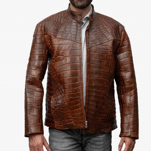 Veste en cuir d'hiver de qualité supérieure, coupe ajustée, col montant, services OEM disponibles, vestes en cuir d'hiver - Product Image 1