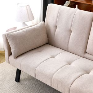 Divano Letto Multifunzionale in Cotone e Lino da 70 Pollici con Design Pieghevole, Portabicchieri e Vano Laterale per Trasformare Istantaneamente il Soggiorno - Product Image 4