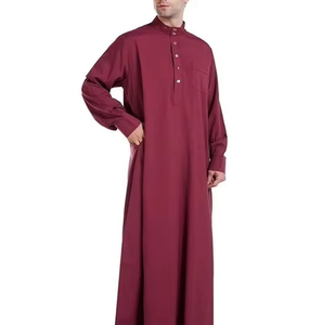 Wholesale Premium Cotton Stand Collar Modest Thobe <b>Islamic</b> Eid Plus Size Floor Length Short Sleeve Quick Dry Breathable Loose - Product Image 3