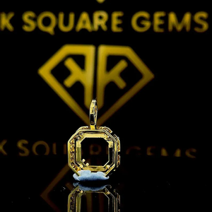 จี้ห้อยคอฮิปฮอปทรง Asscher ชุบทองสำหรับเด็ก ทำจากเงินสเตอร์ลิง ประดับเพชรโมอิสซาไนต์คุณภาพ VVS แบบกึ่งสำเร็จรูป ปรับแต่งได้ ขนาด 2-4 นิ้ว - Product Image 3