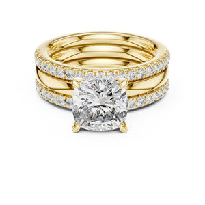 Conjunto de Anillos de Boda de Diamantes Cultivados en Laboratorio de Lujo, Anillo de Compromiso Solitario de Oro Rosa con Conjunto Nupcial Apilable de Varias Bandas para Mujer - Product Image 2