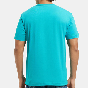 เสื้อยืดคอกลมแขนสั้นผู้ชาย สีเทอร์ควอยซ์ ทรงปกติ ผ้าฝ้าย 100% แห้งเร็ว ระบายอากาศดี สีพื้น สไตล์ลำลอง - Product Image 6