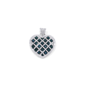 Collier pendentif en diamant naturel blanc et bleu 1,02 carats pour femme, en argent sterling 925, plaqué rhodium, chaîne de 18 pouces, brillant, pour mariage - Product Image 1