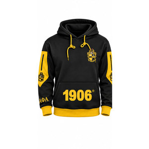 Sudadera con Capucha Negra y Amarilla Alpha Phi Alpha Griega para Hombre, Sudadera con Bolsillo 1906, Impresión por Sublimación - Product Image 2