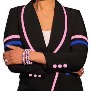 Blazer Varsity 1938 para Mujer, Corte Entallado, Ribete en Contraste, Chaqueta Elegante para Oficina, Fiesta, Ropa Exterior a la Moda - Product Image 6