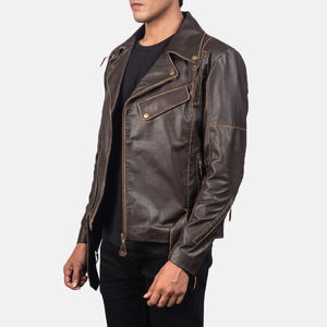 Nouvelle veste en cuir pour homme, veste d'hiver décontractée et tendance, col rabattu, design slim uni, cuir d'agneau véritable, noir, marron - Product Image 6