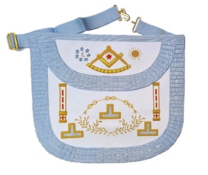Tablier de Maître Cérémonial 3 Taus Rite Français, Broderie à la Main Professionnelle, Dentelle à Coudre, Épingle de Sûreté en Cuir, Qualité Supérieure Cérémoniale - Product Image 1