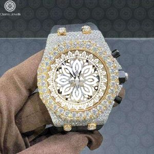Reloj de Lujo para Hombre Charm Jewells, Bisel con Diamantes Dorados, Movimiento Mecánico Analógico, Caja Poligonal de 43 mm, Correa de Acero Inoxidable - Product Image 1