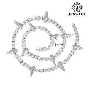 Best Selling <b>Statement</b> <b>Necklace</b> Moissanite Spike Rhodium Plated 925 Silver Hiphop Party Unisex Jewelry Available At Export Price - Product Image 1