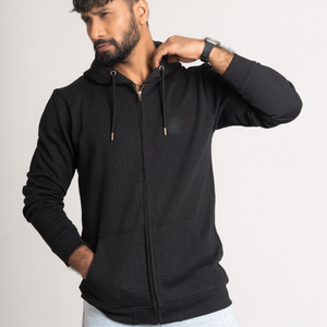 Zipper up <b>black</b> color hoodie for men Cozy & comfy Winter Wear Hoodie best Quality <b>Fleece</b> Fabric with two Side Pocket Breathable - Product Image 5
