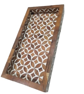 Bandeja de té de madera de alta calidad, bandeja de madera maciza para servir, plato de mesa, plato de almacenamiento de alimentos para aperitivos, bandeja de servicio para el hogar del Hotel - Product Image 1