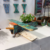 DIVADI Pots à fleurs / Serres artisanales en bois écologiques, modèle d'avion en bois de bateau recyclé A2 pour jardin