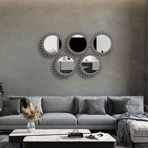 Antico marrone scuro Vintage 17 ''X 17'' legno appesa a specchio decorativo effetto Patchwork di grandi dimensioni singolarmente specchi da parete - Product Image 2