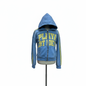 Sudadera con capucha y cremallera de diseño personalizado para hombre, fabricada por un fabricante profesional, con logo aplicado con efecto desgastado, 100% algodón, forro polar. - Product Image 5