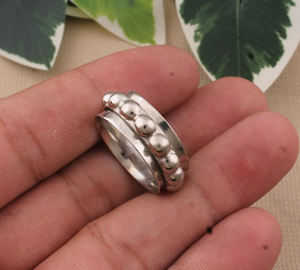 Bague en argent sterling 925 à points, minimaliste, pour empilage, mariage et soirée, classique pour femme, texture milgrain, vente en gros - Product Image 3