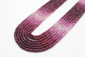 Collar de Cuentas de Rubí Natural en Tonos Degradados, Facetadas, Tipo Rondelle, de 4-4.5mm, Joyería de Piedras Preciosas - Product Image 2
