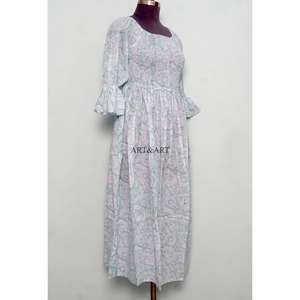 Women's Summer Maxi Dress 100% Cotton Floral Print Eco-Friendly Sweet Party Gown Casual Daily Wear Button Decoration Natural - Product Image 4