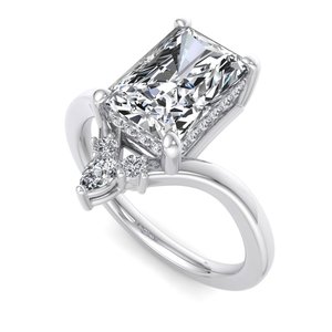 Drop <b>Crown</b> Cluster Curved Looping Shank Romantic Propose Radiant Cut Moissanite Diamond 925 Sterling Silver <b>Ring</b> - Product Image 4
