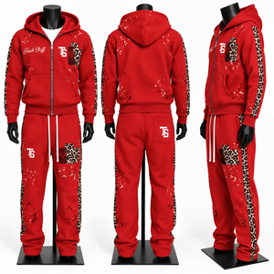 Nouvel ensemble de survêtement unisexe coupe-vent imprimé, personnalisable, 2 pièces, haute qualité, séchage rapide, 100% coton, design sportif - Product Image 1