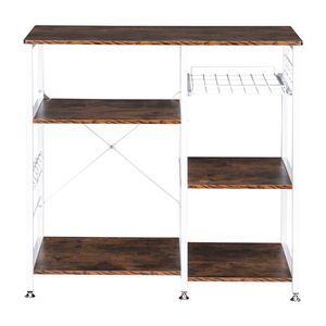 Scaffale Industriale Rustico Marrone a 3 Livelli per Cucina, Carrello Porta Forno a Microonde, Postazione di Lavoro e Supporto per Forno - Product Image 3