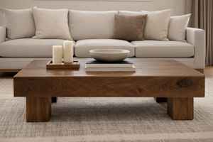 โต๊ะกาแฟไม้เนื้อแข็งแบบงานฝีมือ ทนทาน สร้างจากไม้เนื้อแข็ง พร้อมพื้นผิวด้านบนกว้าง ฐานมั่นคง และคุณภาพที่ยาวนาน - Product Image 3