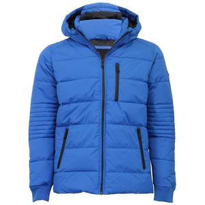 Veste d'hiver décontractée pour homme, noire, à capuche, rembourrée en duvet, coupe-vent, coupe régulière, fermeture éclair, couleur unie, en nylon - Product Image 2