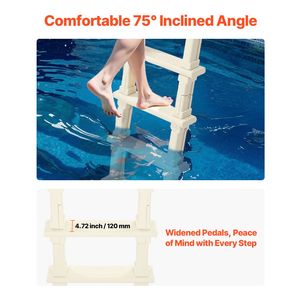 Scaletta per piscina a 3 gradini, inclinazione 75°, doppio corrimano, antiscivolo, capacità di carico elevata 300 libbre - Product Image 4