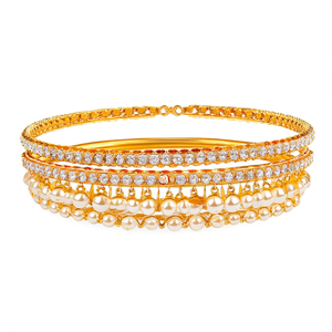 Gold Plated Meenakari <b>Bangles</b> <b>Set</b> Crystal Stone Imitation Pearl 10575605MR_2.6 Fine Steel Jewelry for Bridal Featuring Ruby - Product Image 2