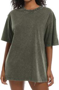 Camiseta Extra Grande para Mujer, Estilo Vintage Retro, Lavado Ácido, 100% Algodón, Hombros Caídos, Multicolor, Logotipo Personalizado, 240 GSM, Fabricación OEM - Product Image 3