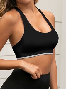 Womens Multi Strap Athletic Bralette Stretchy Fitness Ribbed Underband Scooter Neck Training Vest Moisture Wicking Gymwear Top - Product Image 2