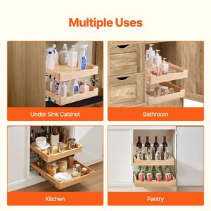 Organizzatore per Armadio a 2 Livelli, 20" L x 21" P, Cassetto Scorrevole in Legno Resistente con Chiusura Morbida per Camera da Letto - Product Image 3