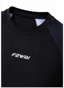 F2WIN Rashguard Unisexe à Manches Longues Noir Bleu Dégradé Séchage Rapide Anti-Bactérien Écologique Spandex Polyester Maillot de Bain Adulte - Product Image 6