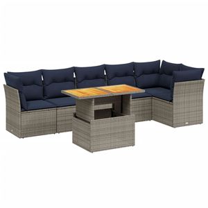 Juego de sofás de patio de ratán sintético gris de 7 piezas con cojines, muebles duraderos para exteriores - Product Image 2