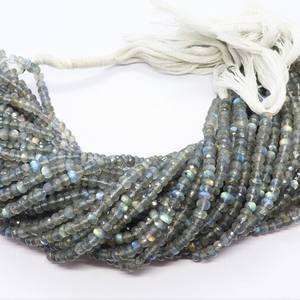 Cuentas facetadas de labradorita natural AAA de 4 mm, cuentas de labradorita azul brillante de 12 pulgadas para joyería - Product Image 1