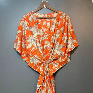 Nuevo Kaftán Naaz Textile de Lujo con Estampado Animal, Cuello en V, Cordón Ajustable, Manga Corta, Corte Evase, Algodón Suave Indio, Encaje de Verano para Mujer - Product Image 1