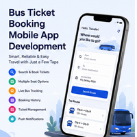 Aplicación Móvil Inteligente para Reserva de Boletos de Autobús, Disponibilidad de Asientos en Tiempo Real, Seguimiento de Rutas, Reserva de Viajes, Multi-idioma, MAC/Linux