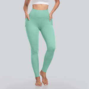Custom Women's High Waist Mint Green Yoga <b>Leggings</b> Side Phone <b>Pocket</b> Compression Gym Fitness Running <b>Workout</b> Polyester/Spandex - Product Image 3