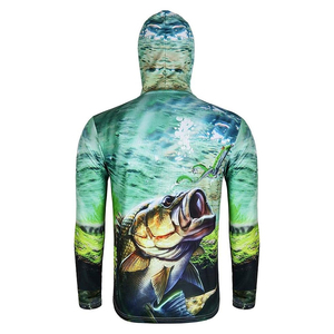 Unisex Hooded Printed Fishing Long Sleeve <b>Hoodie</b> with Mask 100% Polyester UPF 50 Windproof for Hiking <b>Running</b> Swimming - Product Image 4
